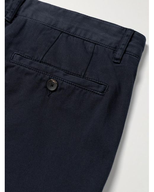 Mr P. Blue Samuel Slim-Fit Straight-Leg Organic Cotton-Twill Cargo Trousers for men