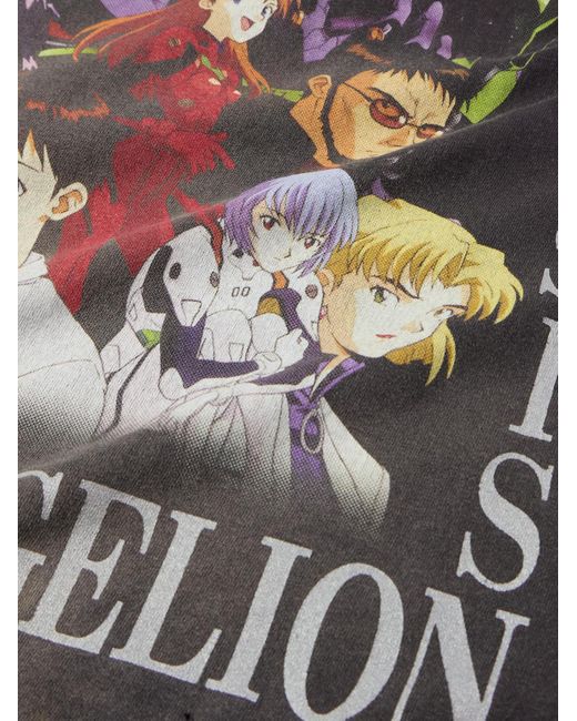 Evangelion T-shirt in jersey di cotone effetto consumato con stampa di SAINT Mxxxxxx in Gray da Uomo