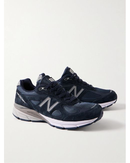 New Balance Blue 990v4 Suede And Mesh Sneakers for men