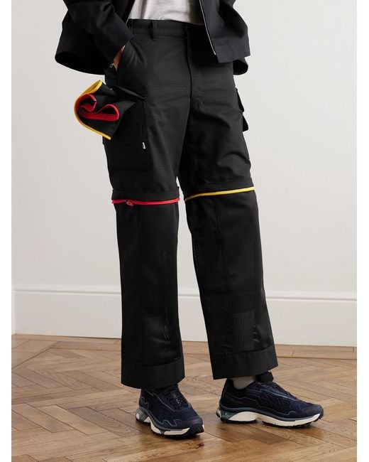 Randy's Garments Black Straight-Leg Mesh-Panelled Cotton-Ripstop Cargo Trousers for men