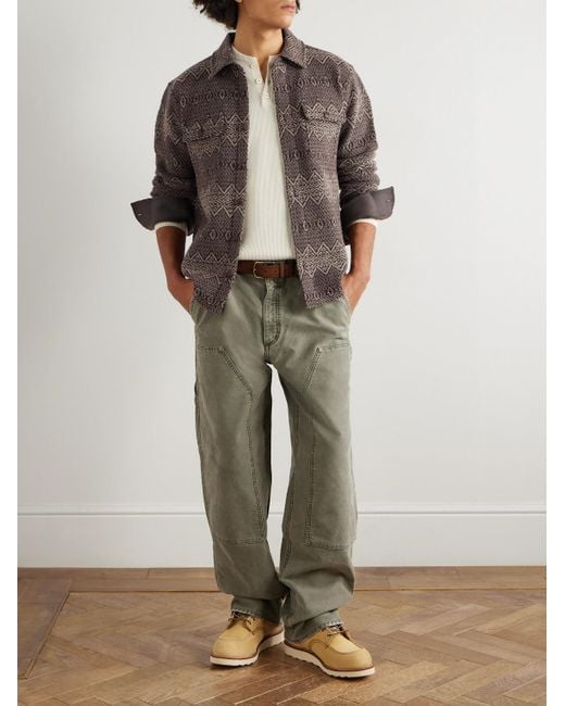 RRL Brown Jacquard-knit Wool Overshirt for men