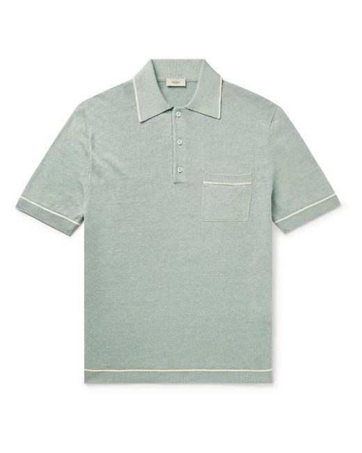 Agnona Green Slim-fit Linen Polo Shirt for men