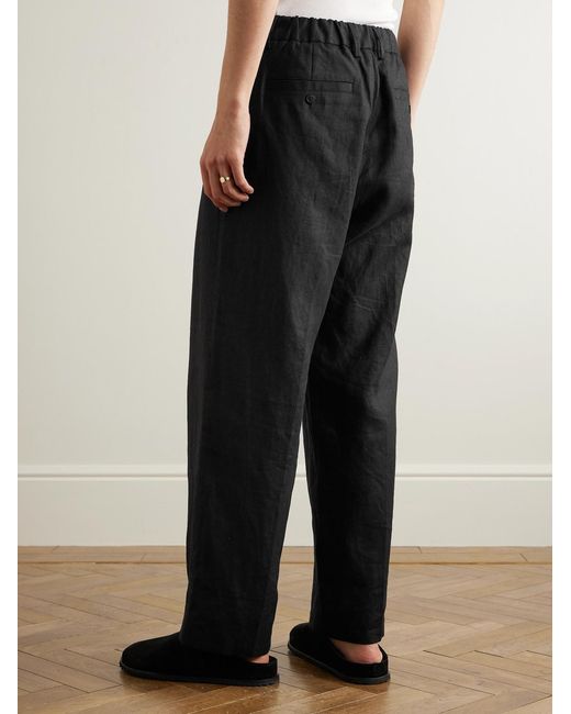 NN07 Black Kay 1454 Straight-Leg Pleated Linen Trousers for men