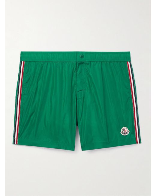 Moncler Green Straight-leg Mid-length Logo-appliquéd Swim Shorts for men