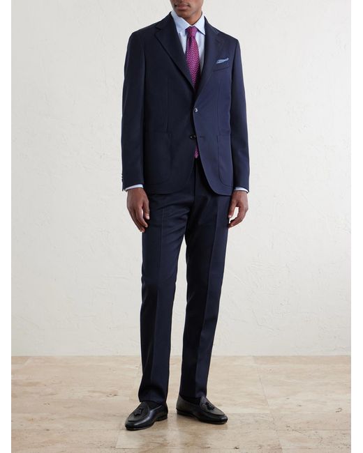 Caruso Blue Twill Suit Jacket for men