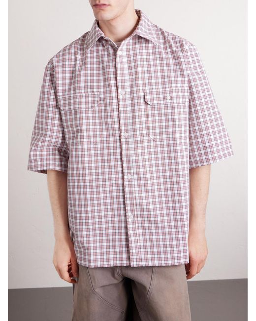 Willy Chavarria Pink Ss Corcoran Checked Woven Shirt for men