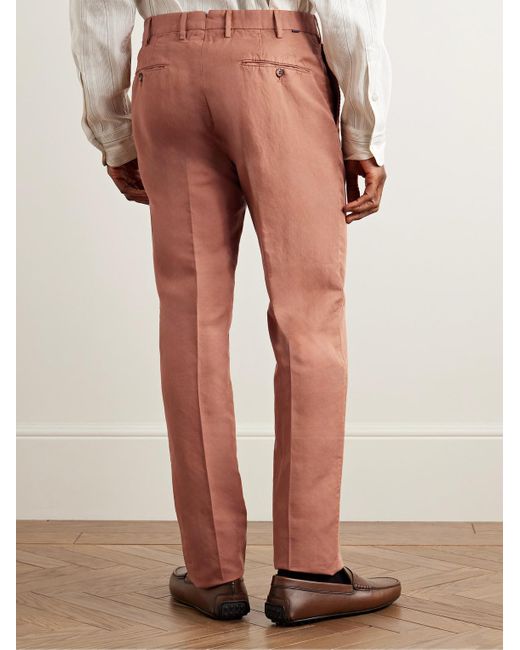 Incotex Venezia 1951 schmal geschnittene Hose aus "Chinolino"-Material in Stückfärbung in Orange für Herren