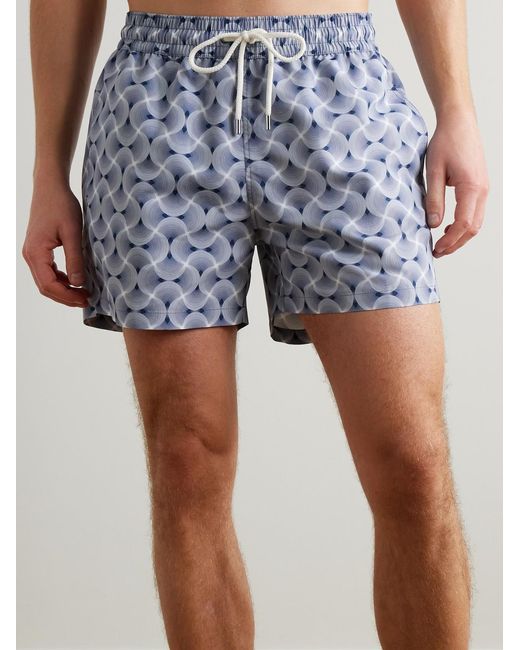 Frescobol Carioca Blue Rio Straight-Leg Mid-Length Recycled Swim Shorts for men