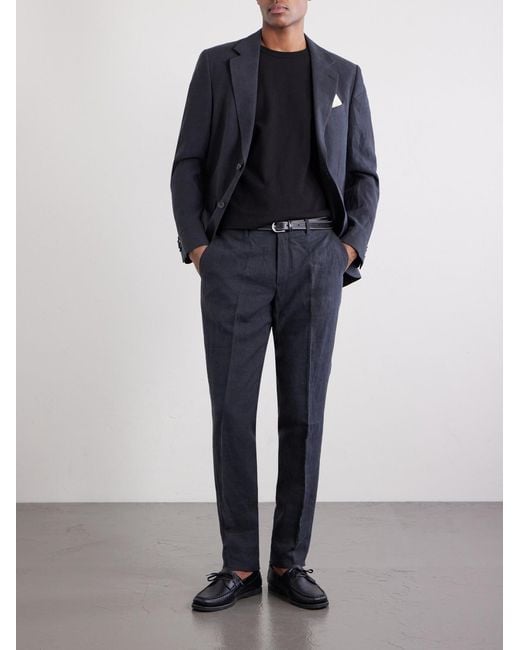 Mr P. Black Phillip Slim-Fit Linen Suit Trousers for men