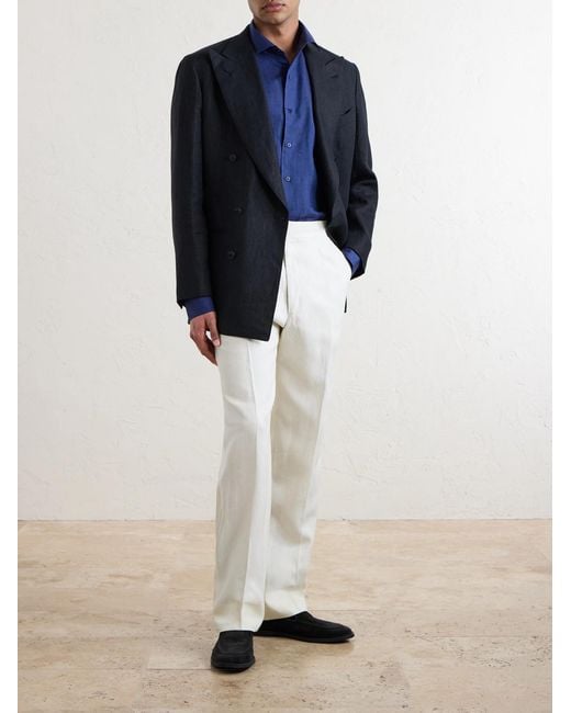 De Petrillo Blue Linen Shirt for men