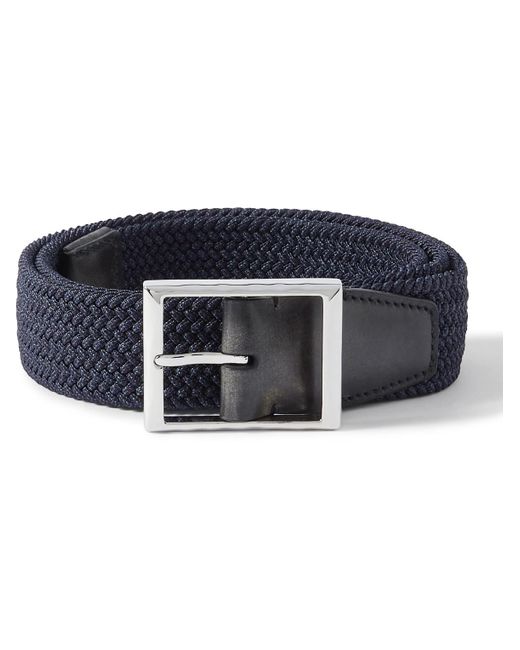 Berluti Blue 3.5cm Venezia Leather-trimmed Woven Cord Belt for men