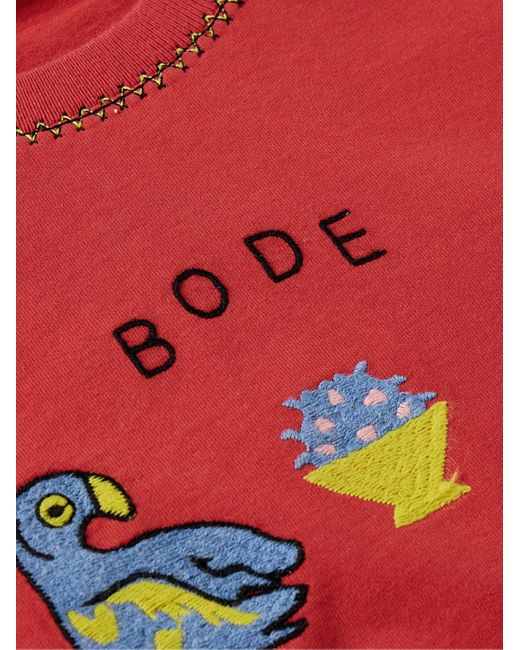 Bode Twin Parakeet Logo-embroidered Cotton-jersey T-shirt for men
