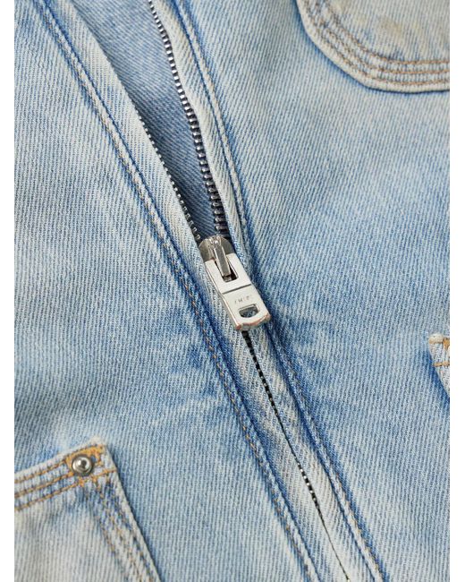 Amiri Blue Logo-appliquéd Distressed Denim Jacket for men
