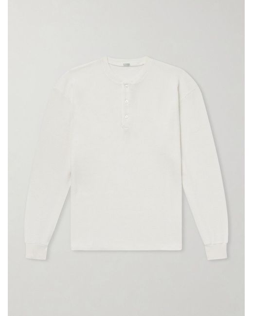 A.PRESSE White Waffle-Knit Cotton And Cashmere-Blend Henley T-Shirt for men