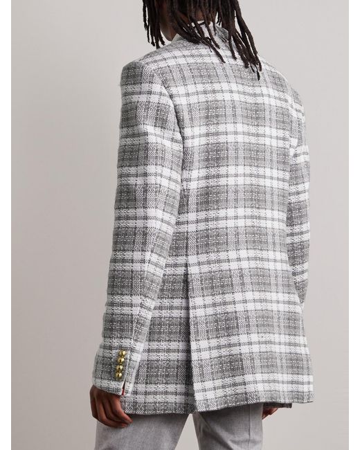 Thom Browne Gray Checked Wool Blazer for men