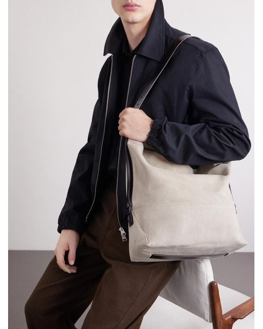 Lemaire Natural Leather-Trimmed Cotton-Canvas Tote Bag for men