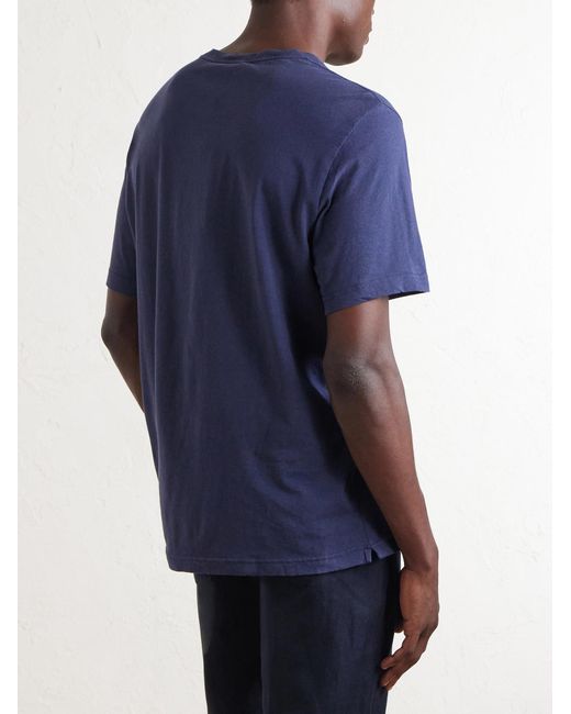 Frescobol Carioca Blue Dinis Linen-blend T-shirt for men