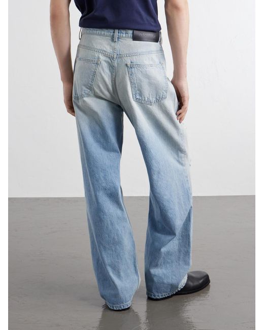 NAHMIAS Blue Wide-leg Distressed Jeans for men
