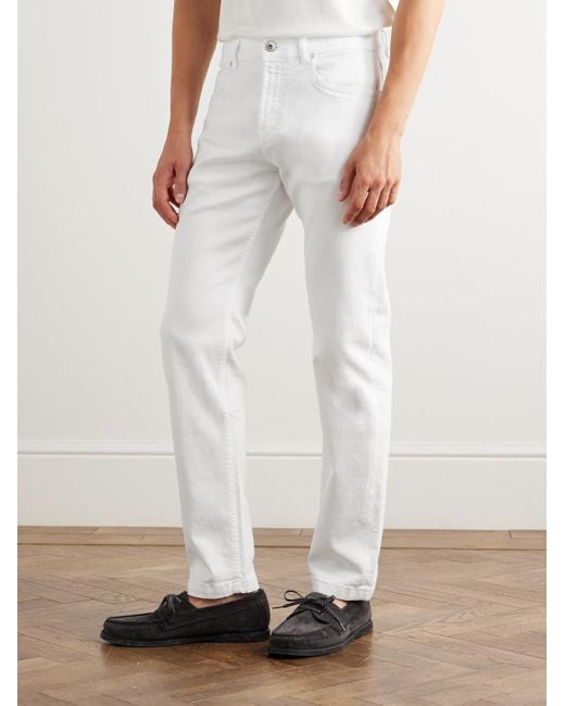 Eleventy White Slim-Fit Straight-Leg Jeans for men
