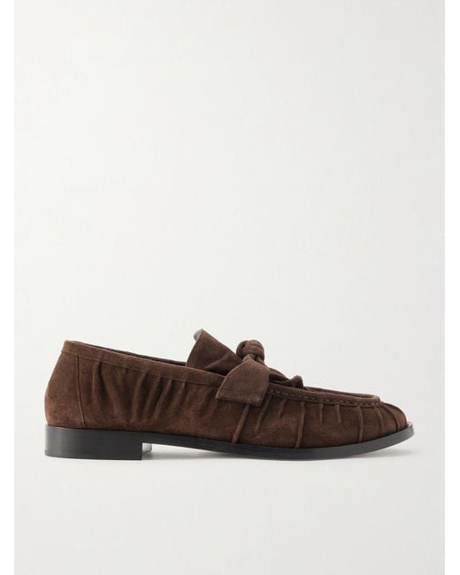 Bottega Veneta Brown Astaire Knotted Gathered Suede Loafers for men