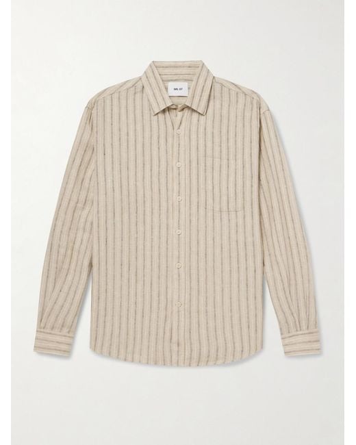 NN07 Natural Deon 5728 Striped Linen Shirt for men