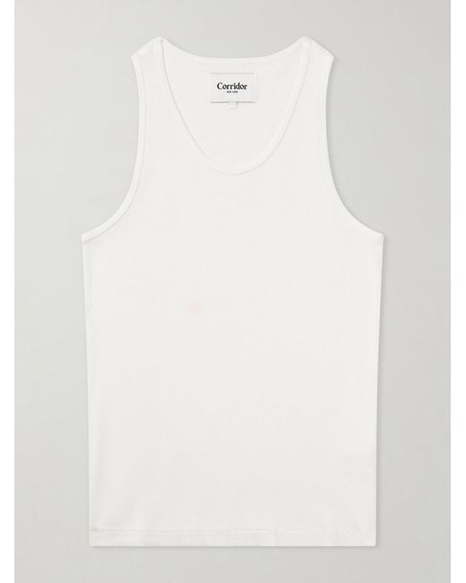 Corridor NYC White Ribbed Cotton Tank Top for men