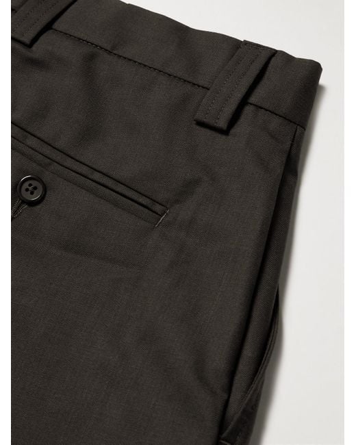 mfpen Black Service Straight-leg Pleated Wool-twill Trousers for men
