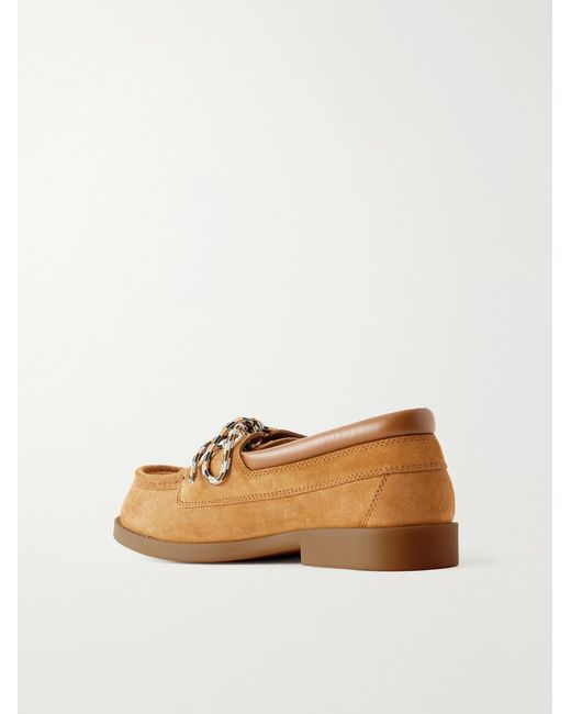 Bottega Veneta Brown Fregat Leather-trimmed Suede Loafers for men