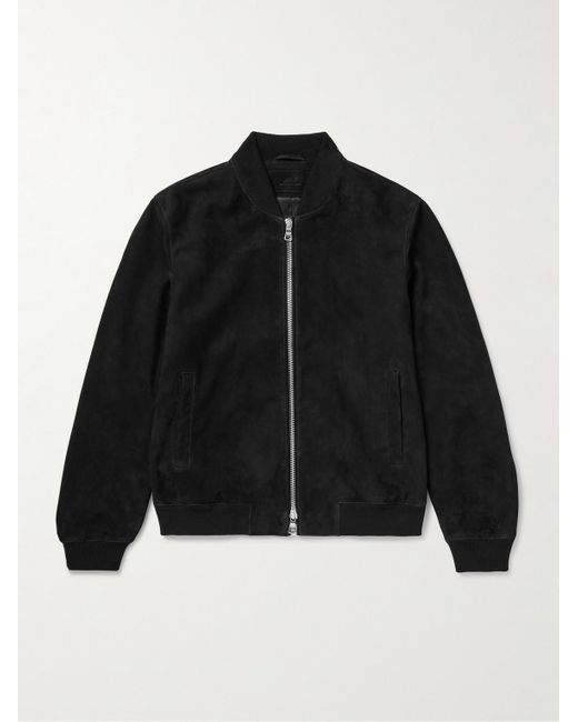Mr P. Black Suede Bomber Jacket for men