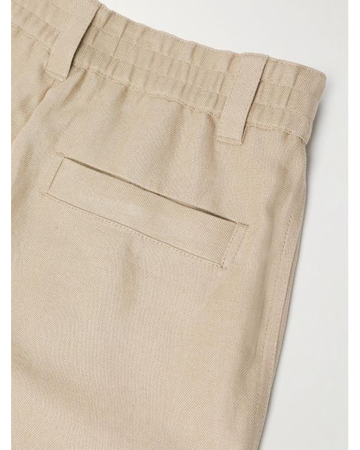 Loro Piana Natural Reinga Wide-Leg Pleated Linen-Twill Bermuda Shorts for men
