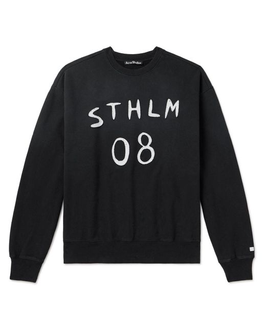 Acne Black Appliquéd Cotton-jersey Sweatshirt for men