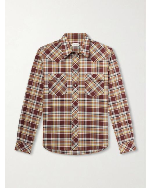 Versace Brown Checked Cotton Shirt for men
