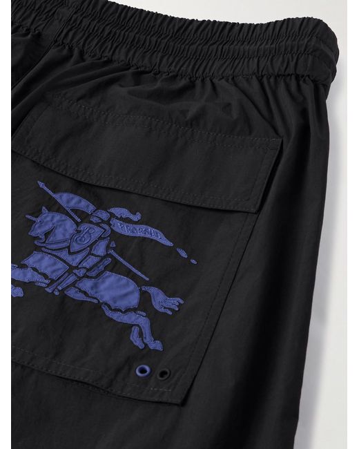 Burberry Black Wide-Leg Logo-Appliqued Nylon Cargo Trousers for men