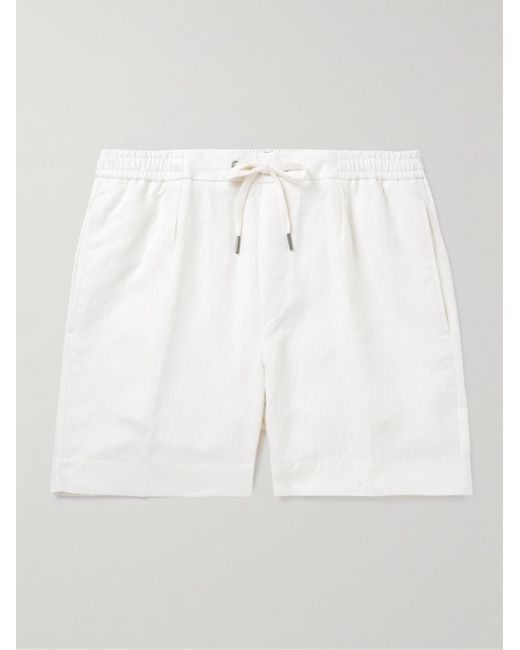 Ralph Lauren Purple Label White Dorset Straight-leg Silk And Linen-blend Drawstring Shorts for men