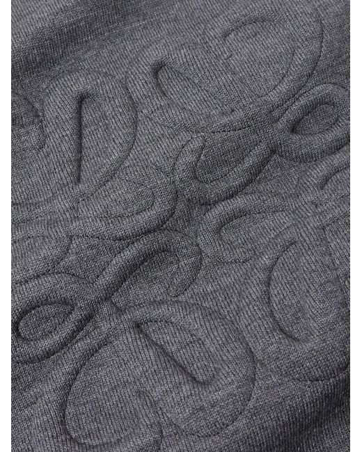 Loewe Gray Logo-embroidered Wool-blend Sweater for men