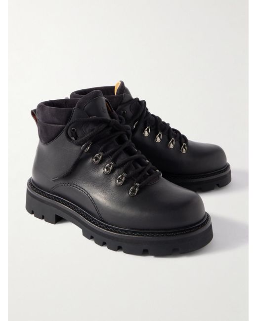 Loro Piana Black Beinn Walk Shearling-Lined Leather And Padded Suede Boots for men