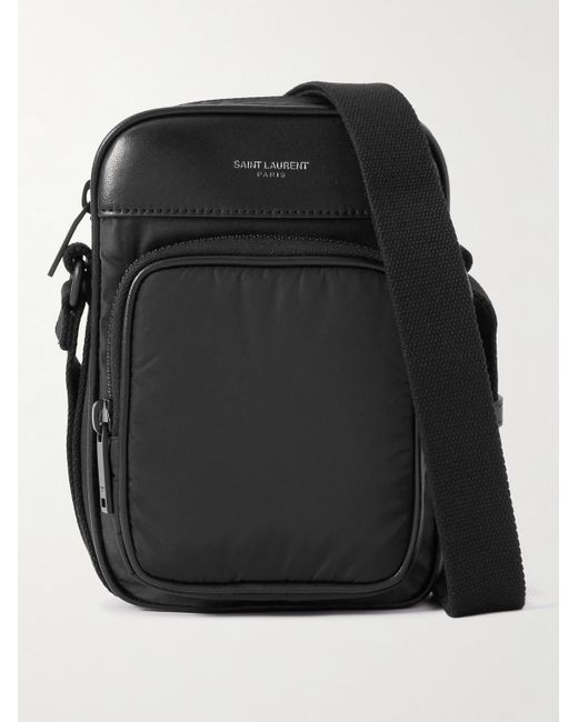 Saint Laurent Black City Mini Logo-print Leather-trimmed Shell Camera Bag for men