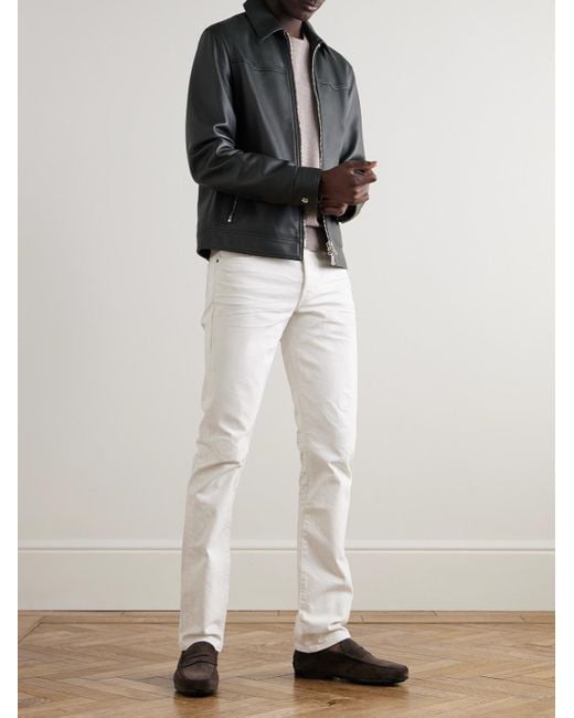 Tom Ford White Slim-Fit Straight-Leg Selvedge Jeans for men