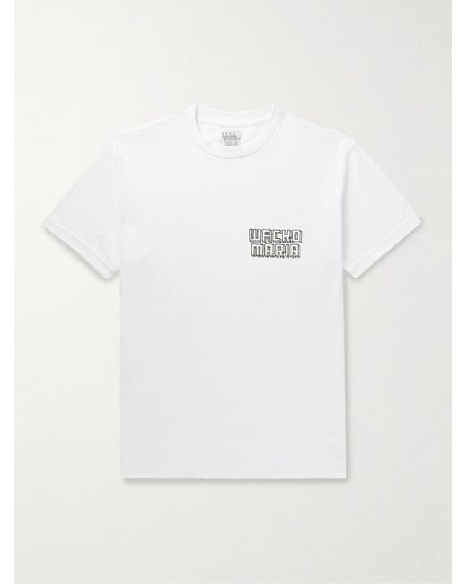 Wacko Maria White Glittered Printed Cotton-jersey T-shirt for men
