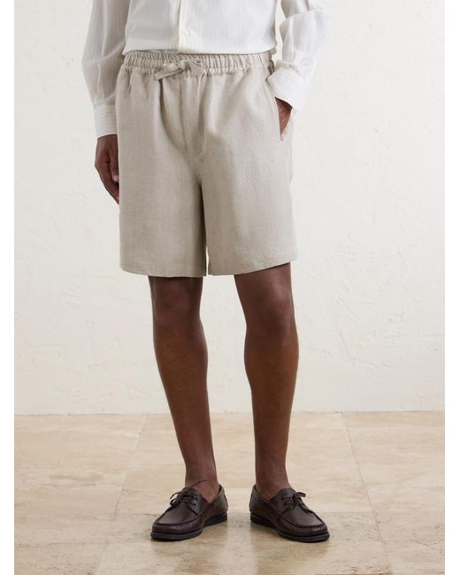 Saman Amel Natural Straight-Leg Linen Drawstring Shorts for men