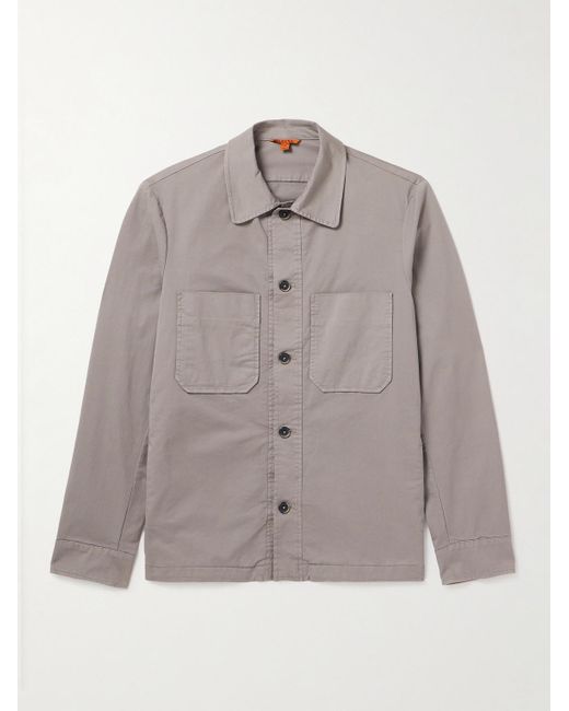 Barena Gray Garment-dyed Cotton-blend Gabardine Overshirt for men
