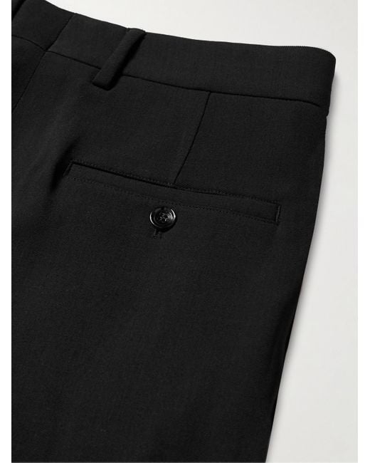 AMI Black Tapered Cropped Pleated Twill Trousers for men