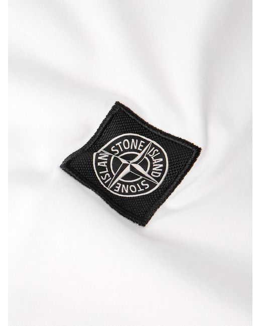 Stone Island White Logo-appliquéd Garment-dyed Cotton-jersey T-shirt for men