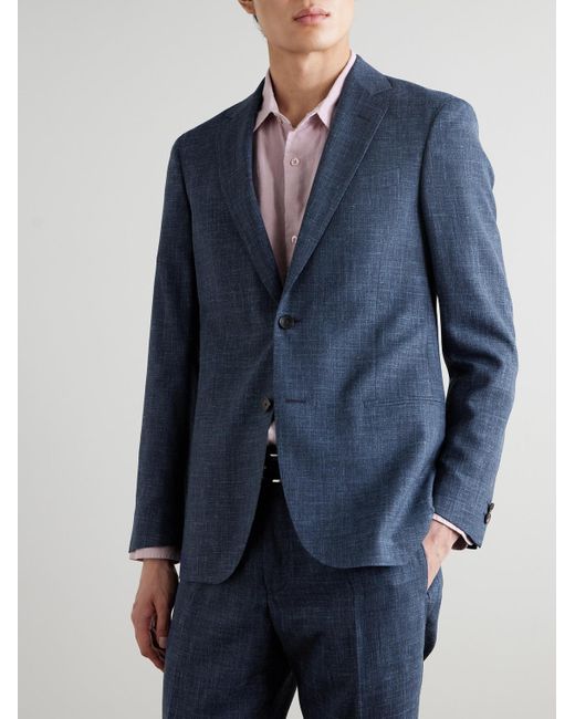 Mr P. Blue Virgin Wool, Silk And Linen-Blend Suit Jacket for men
