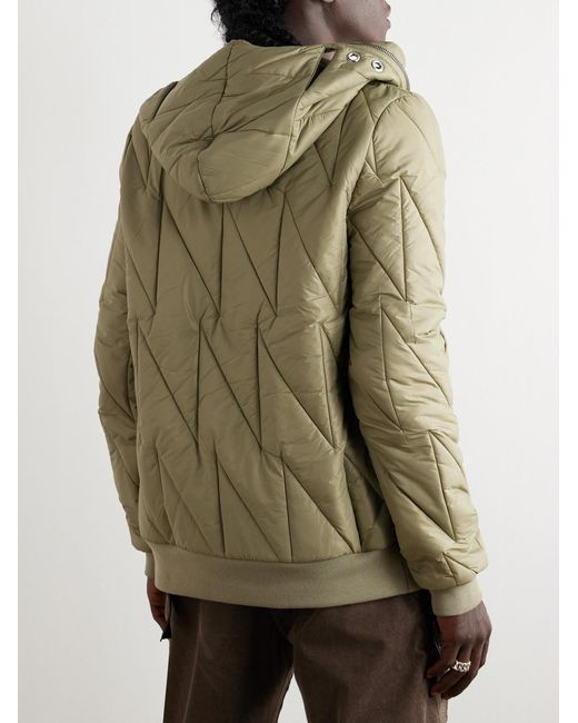 Rick Owens Green Quilted Shell Hooded Jacket for men