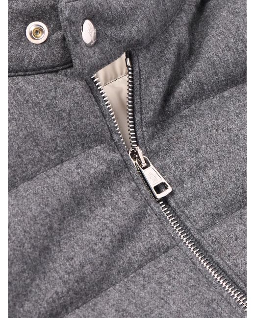 Moncler Gray Acorus Slim-Fit Logo-Appliquéd Quilted Flannel Down Jacket for men