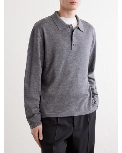 Officine Generale Gray Bay Merino Wool Polo Shirt for men