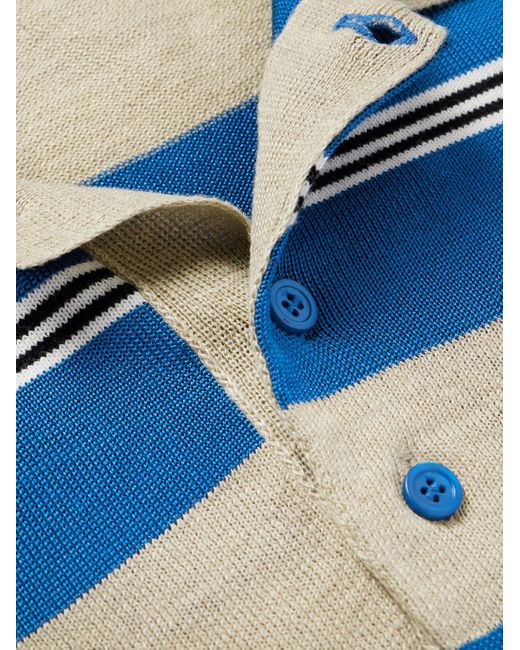 Loewe Paula's Ibiza Gestreiftes Polohemd aus einer Mischung aus Seide in Blue für Herren