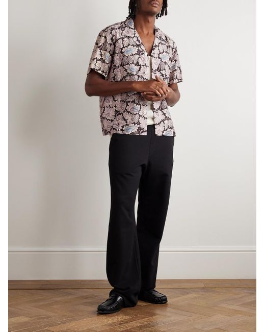 Wisteria Camp-Collar Printed Cotton And Silk-Blend Shirt di Bode in Pink da Uomo