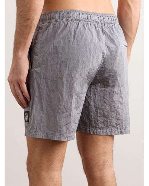 Stone Island Gray Straight-leg Mid-length Logo-appliquéd Nylon Metal Swim Shorts for men